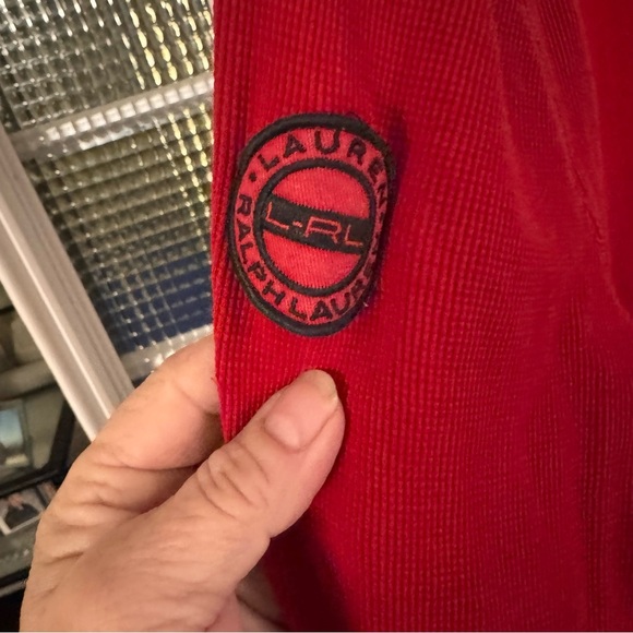 LRL Ralph Lauren Women's Red  Waffle Knit Sweater L/S 1/4 Zip Pullover Sz L - Picture 3 of 9